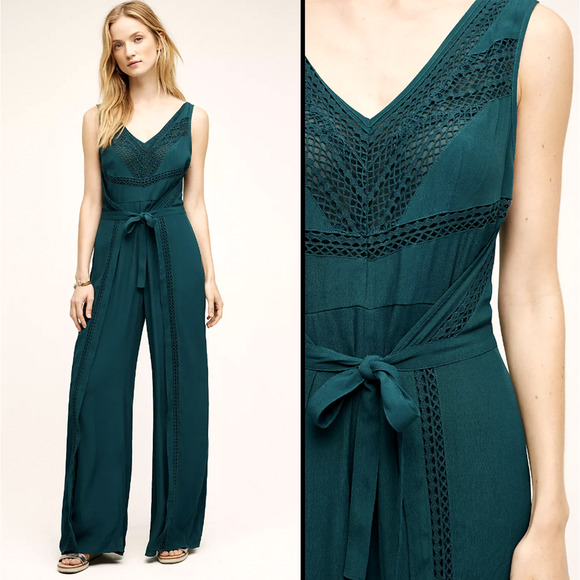 Anthropologie Pants & Jumpsuits Anthropologie Crochet Wide Leg Size 4 Tie Front Sabine